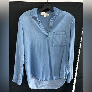 Anthropologie Cloth & Stone high low chambray collared top